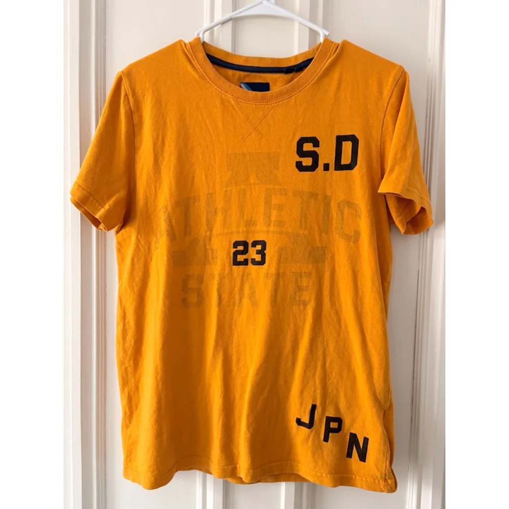 Superdry mens orange/ yellow and black graphic Short Sleeve Tee M